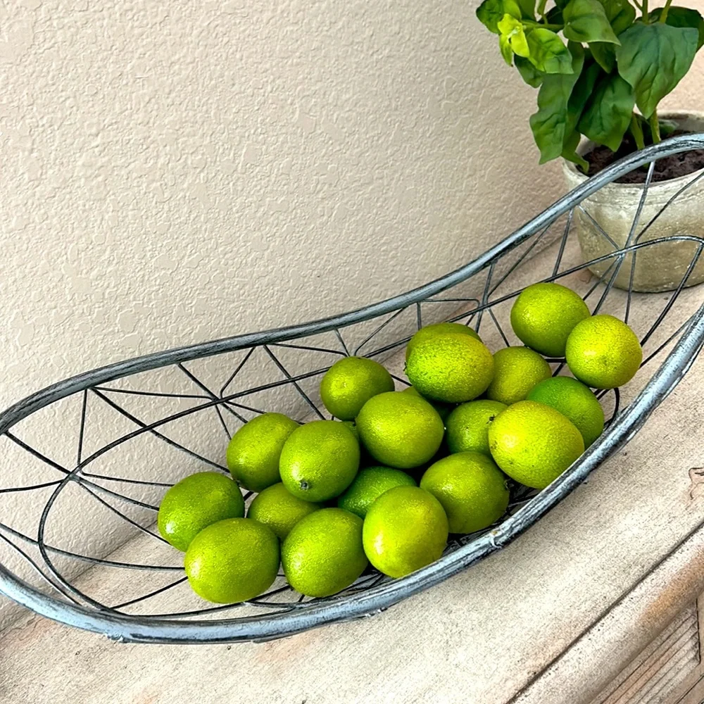Pier 1  Boho Farmhouse large metal open metal weave oblong bowl